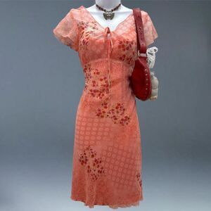 Y2K Giorgio Fiorlini Fairycore Boho Sheer Floral Dress Pink Peasant